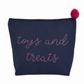 Toys & Treats Large Black Cosmetic Bag Zipper Pom Pom