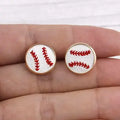 Baseball Leather Embroidered Stud Earrings 14mm