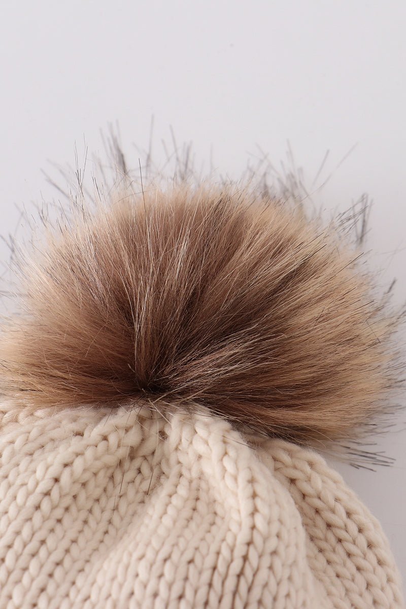 Hand embroidered pom pom beanie hat mommy&me - The Everyday Things Boutique