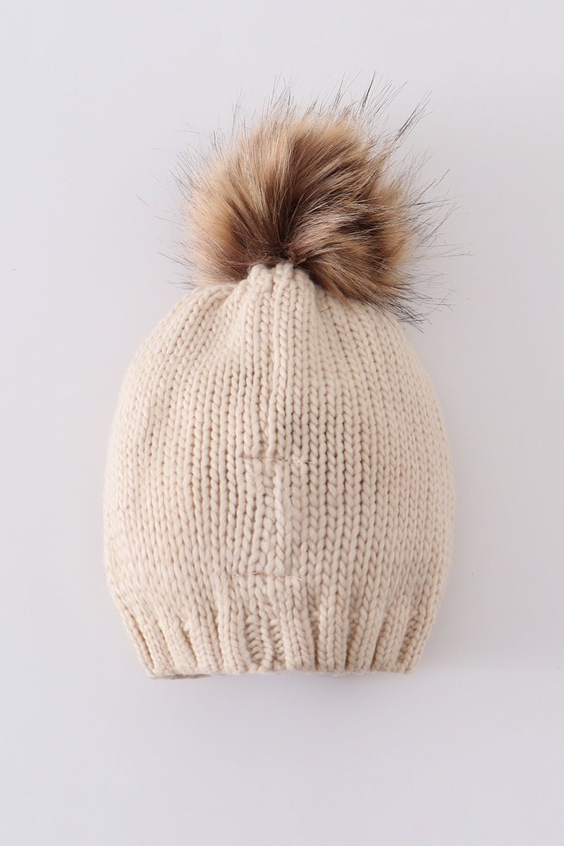 Hand embroidered pom pom beanie hat mommy&me - The Everyday Things Boutique
