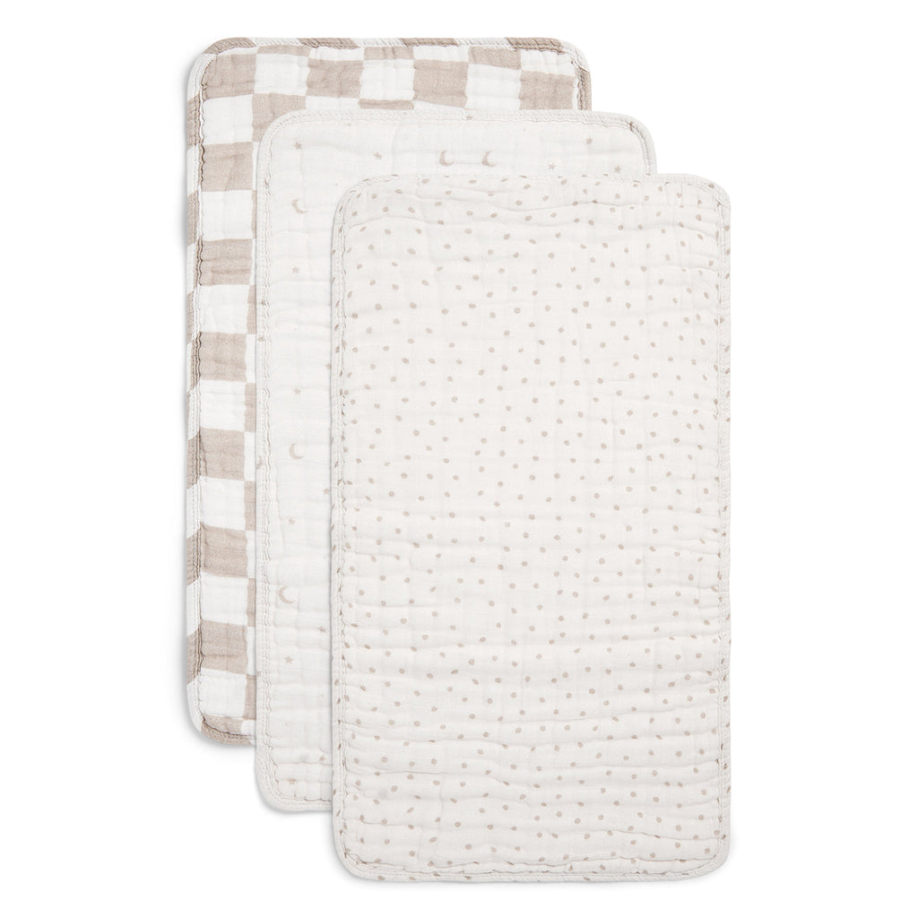 ORGANIC MUSLIN BURP CLOTHS, 3 PACK (IVORY + OATMEAL) - The Everyday Things Boutique