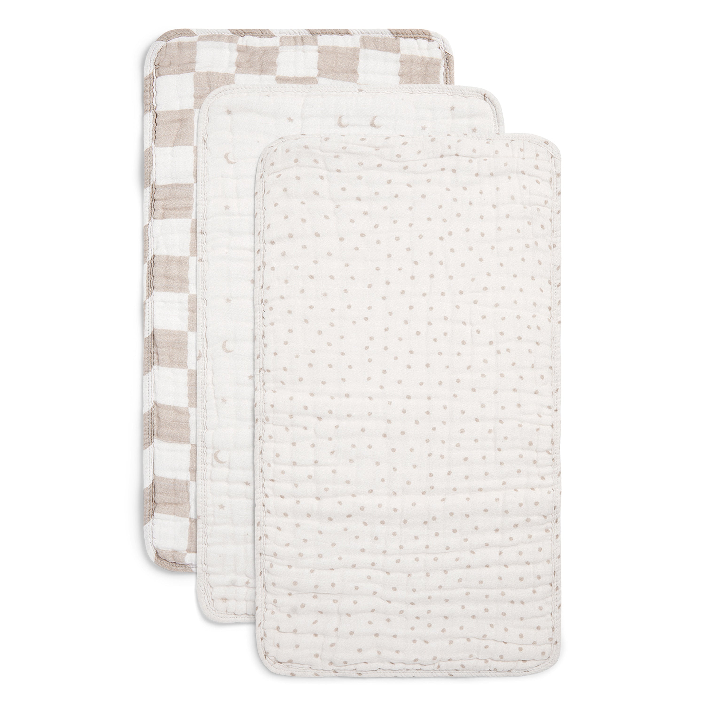 ORGANIC MUSLIN BURP CLOTHS, 3 PACK (IVORY + OATMEAL) - The Everyday Things Boutique