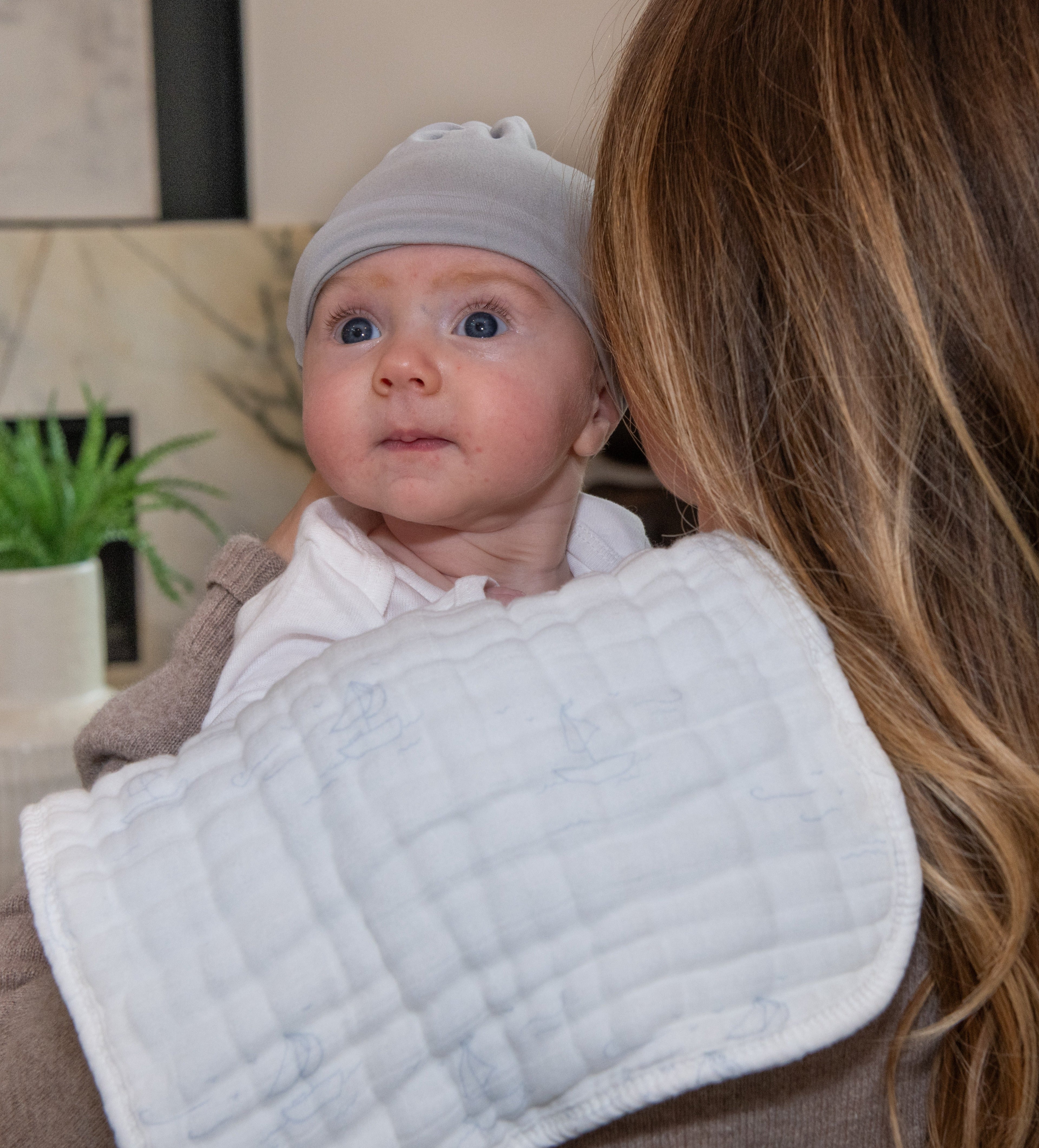 ORGANIC MUSLIN BURP CLOTHS, 3 PACK (POWDER BLUE + CREAM) - The Everyday Things Boutique