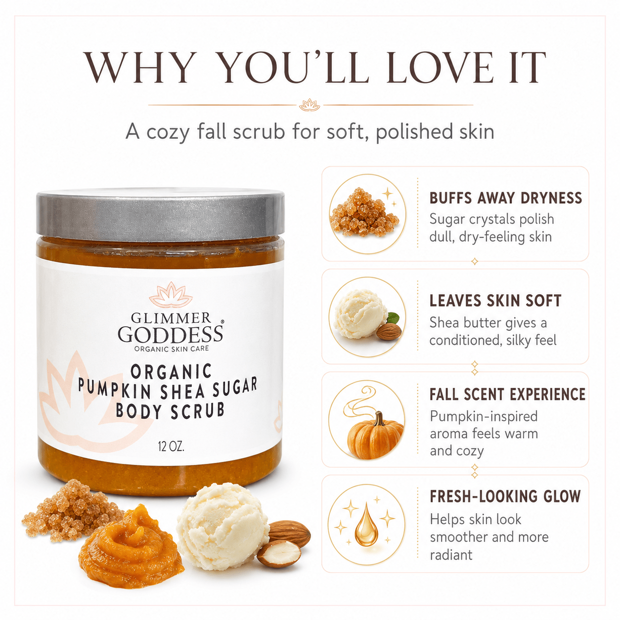 Organic Pumpkin Shea Sugar Body Scrub – Fall Scented Exfoliator - The Everyday Things Boutique