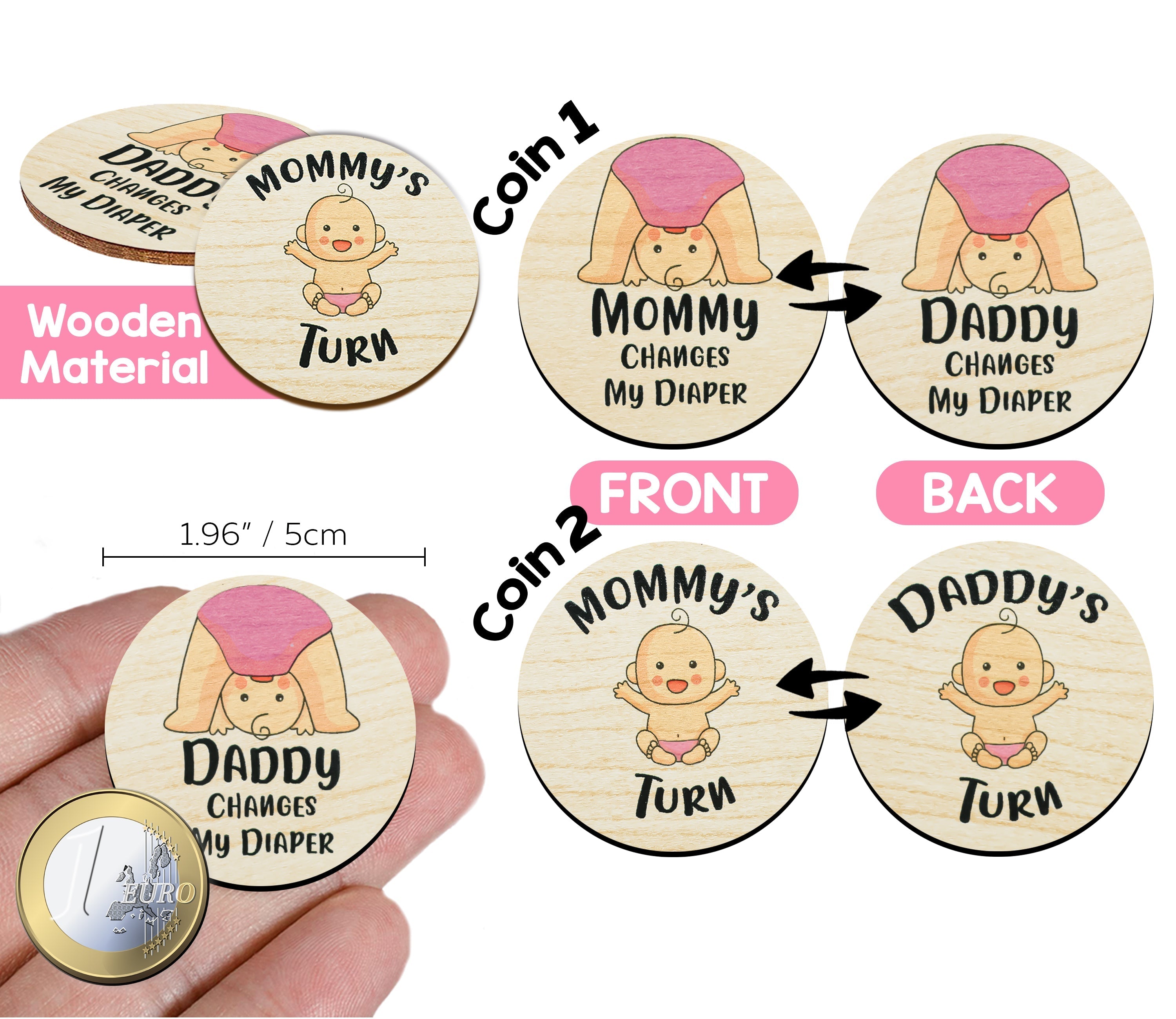 Parents Decision Flip Coin Set of 2 Wooden Coins - The Everyday Things Boutique
