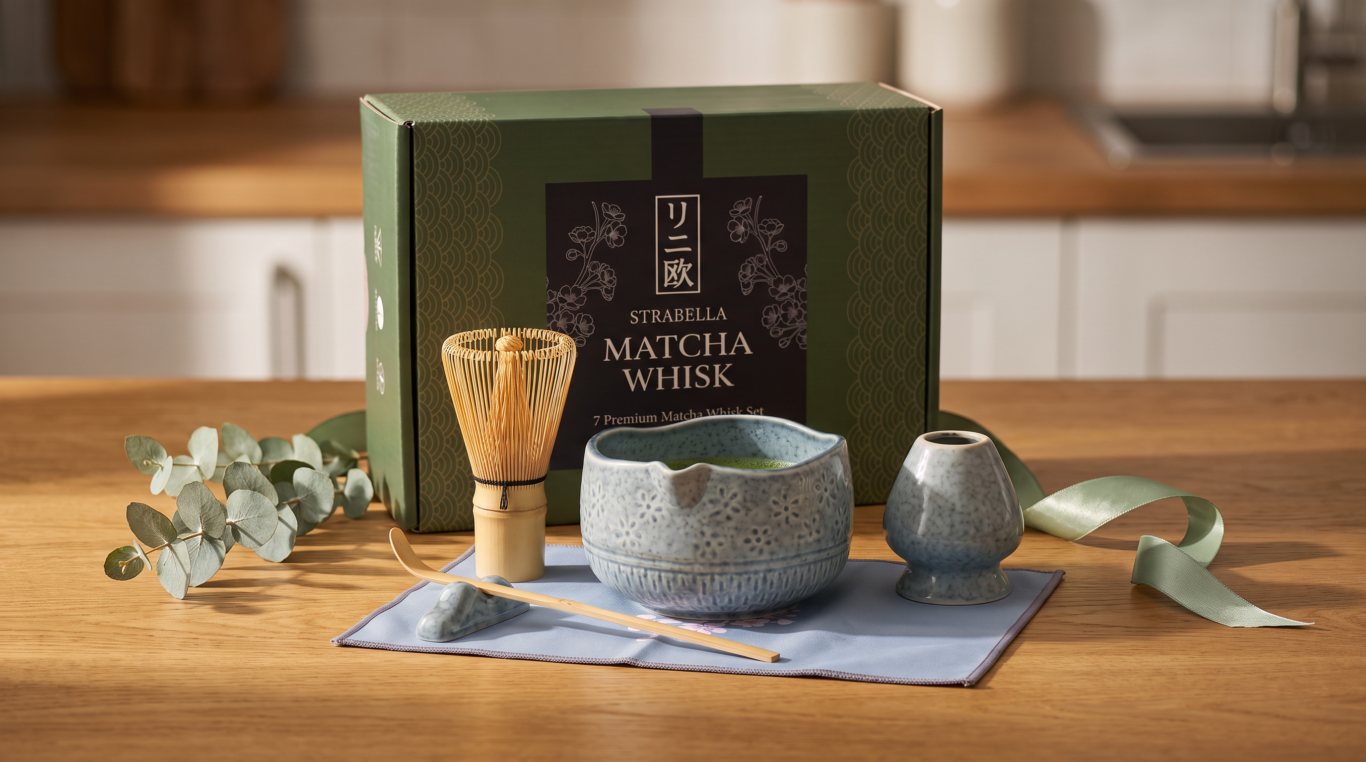 Matcha Whisk Set — Bamboo Chasen + Ceramic Chawan Gift Set
