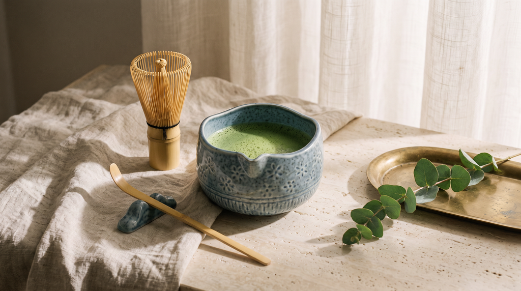 Matcha Whisk Set — Bamboo Chasen + Ceramic Chawan Gift Set