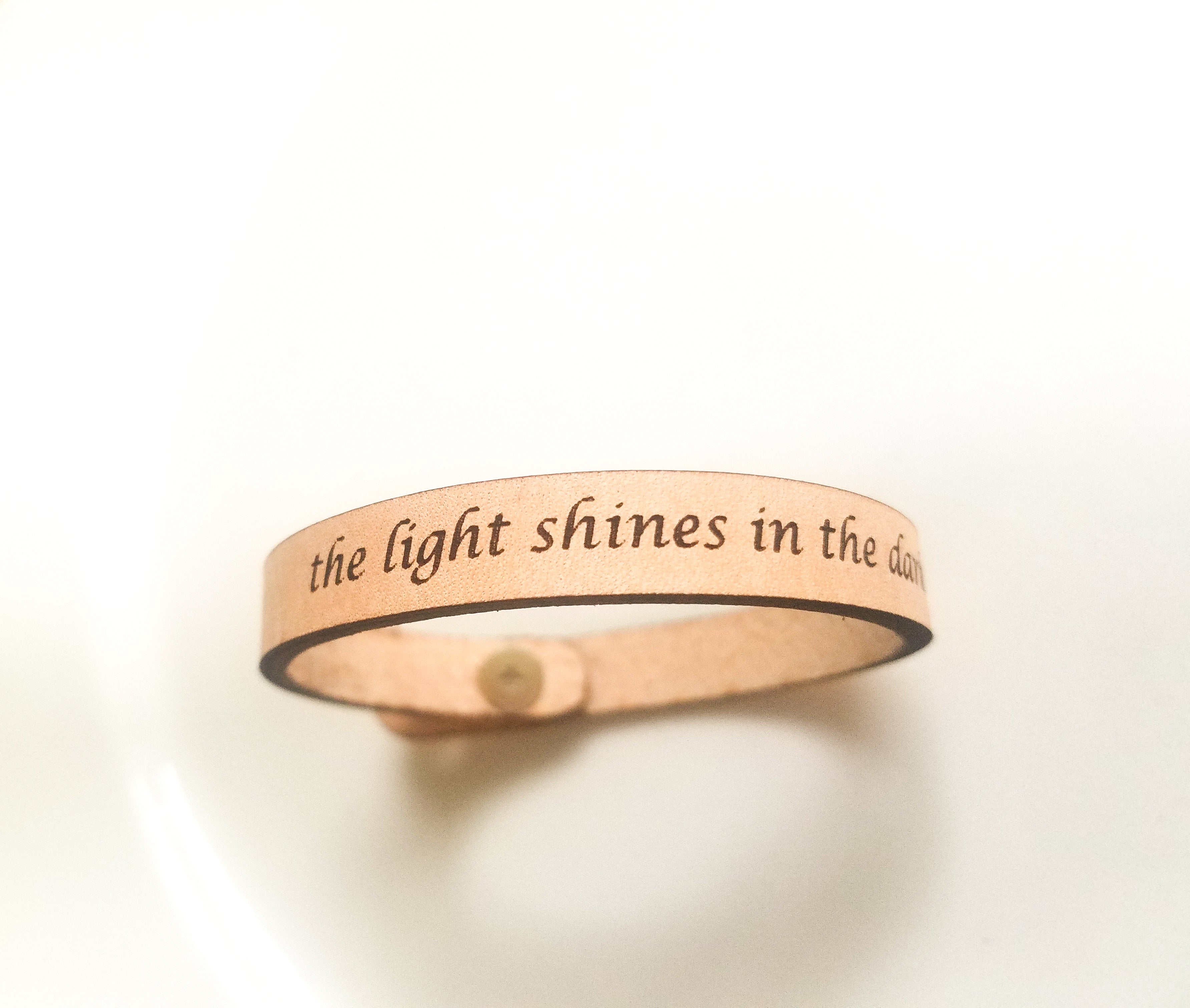 Spiritual Quote Bracelet - the light shines in the darkness - The Everyday Things Boutique