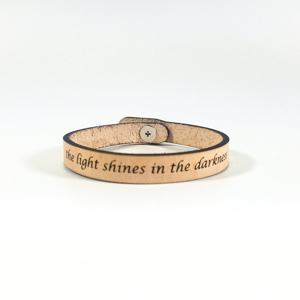 Spiritual Quote Bracelet - the light shines in the darkness - The Everyday Things Boutique