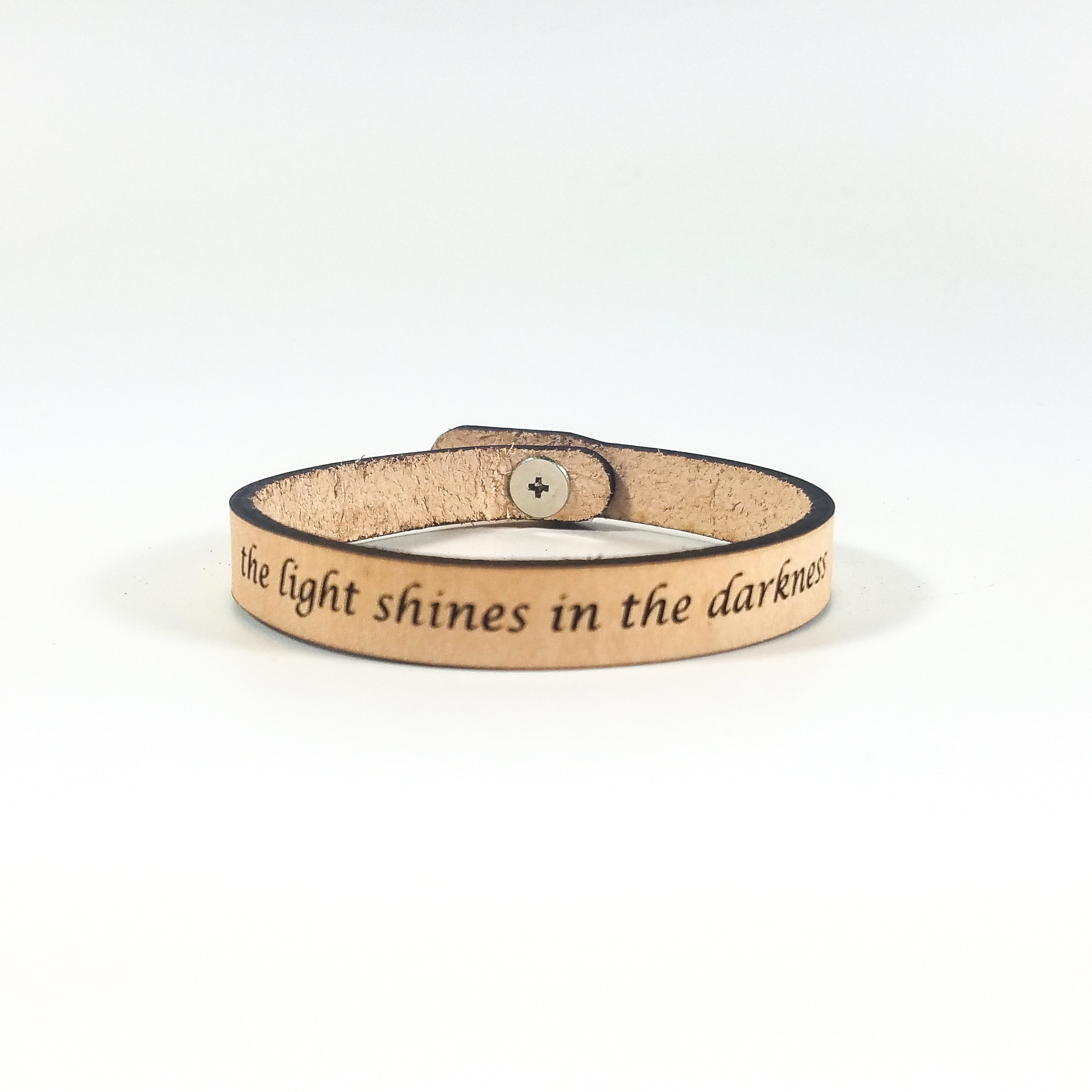 Spiritual Quote Bracelet - the light shines in the darkness - The Everyday Things Boutique