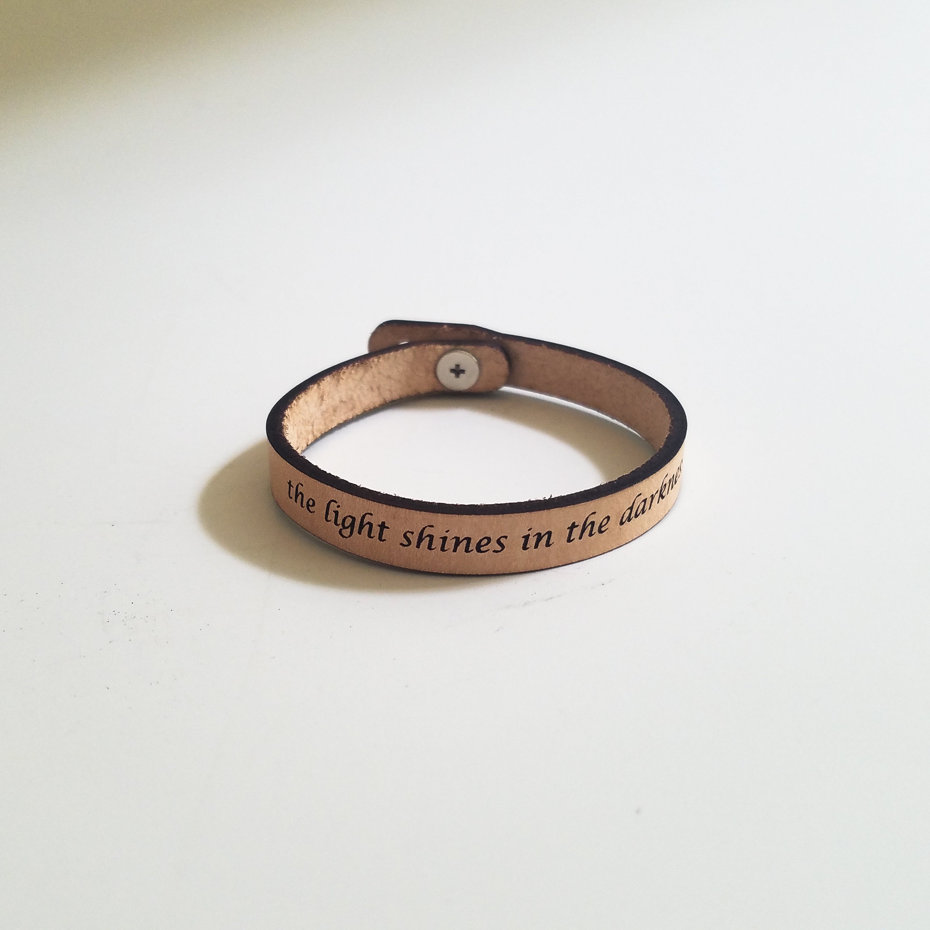 Spiritual Quote Bracelet - the light shines in the darkness - The Everyday Things Boutique