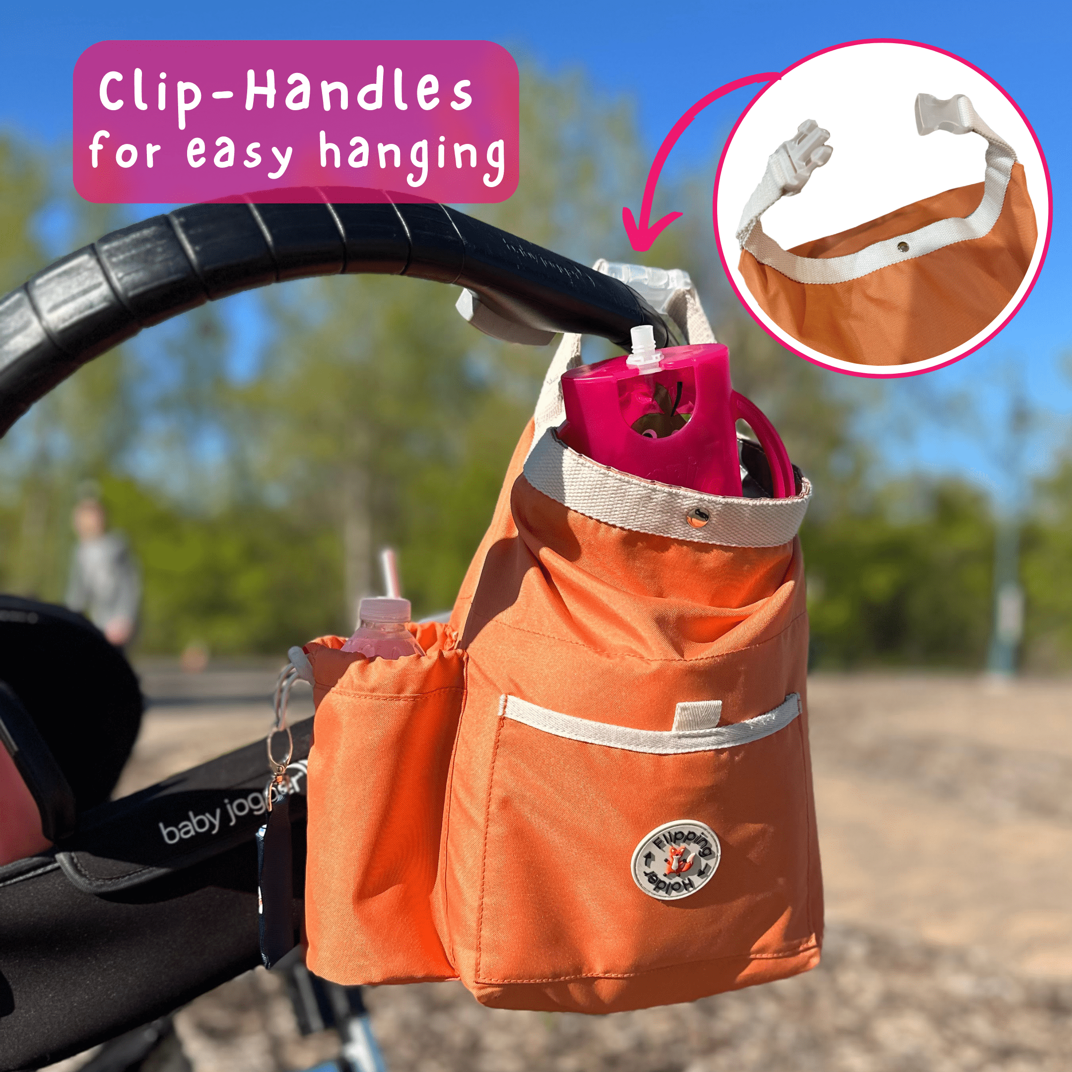 Thermal Tote with Bottle Pocket | easy carry-all bag, clip handle for convenient attachment - The Everyday Things Boutique