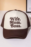 WIFE MOM BOSS Letter Foam with Mesh Back Trucker Cap - The Everyday Things Boutique